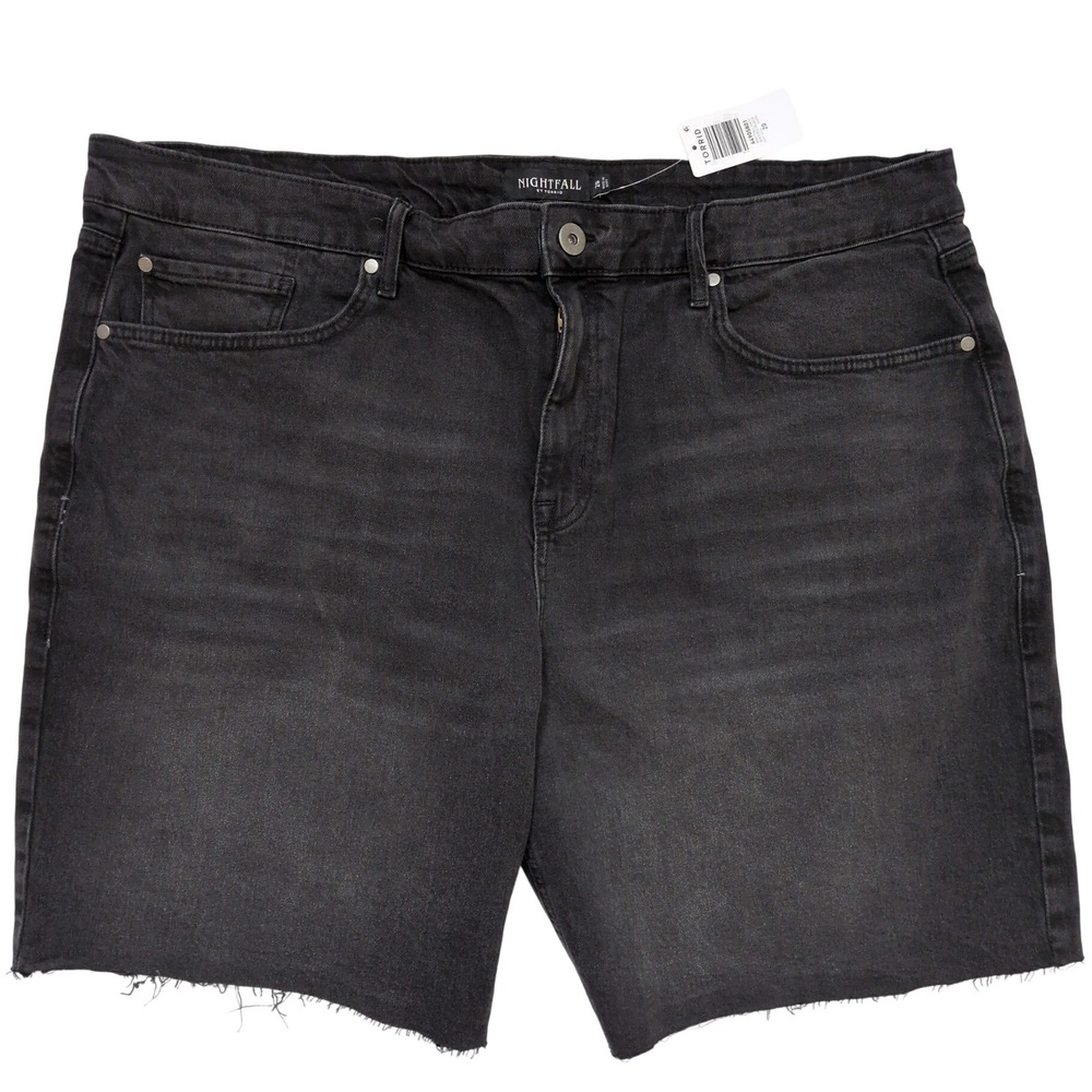 Torrid Nightfall Jorts Washed Black Denim Raw Hem Shorts Plus Size 20 44905801